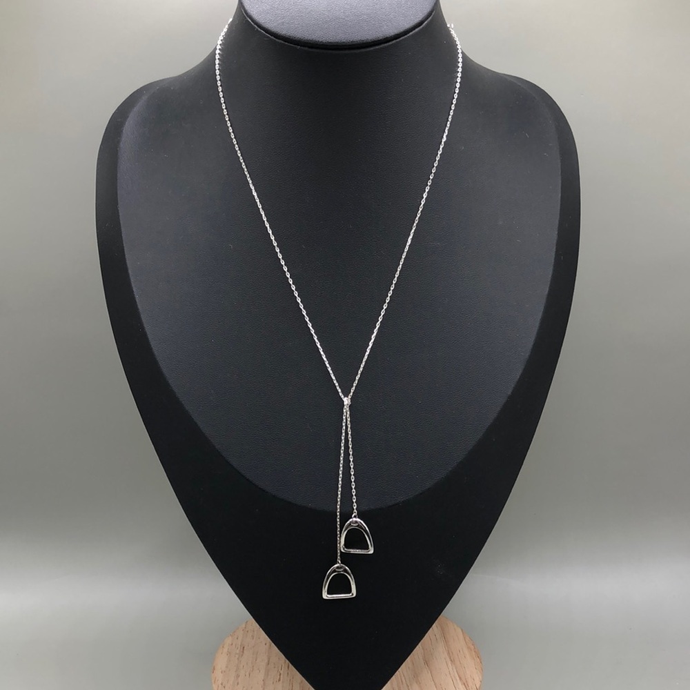 Navika USA sterling silver 925 modernist tie lariat style necklace-trendy